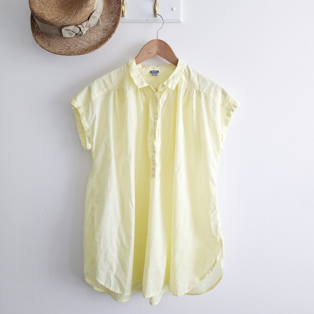 Aerie Yellow Oversized Summer Tunic Yellow Button-Up Blouse Womens Size S/P